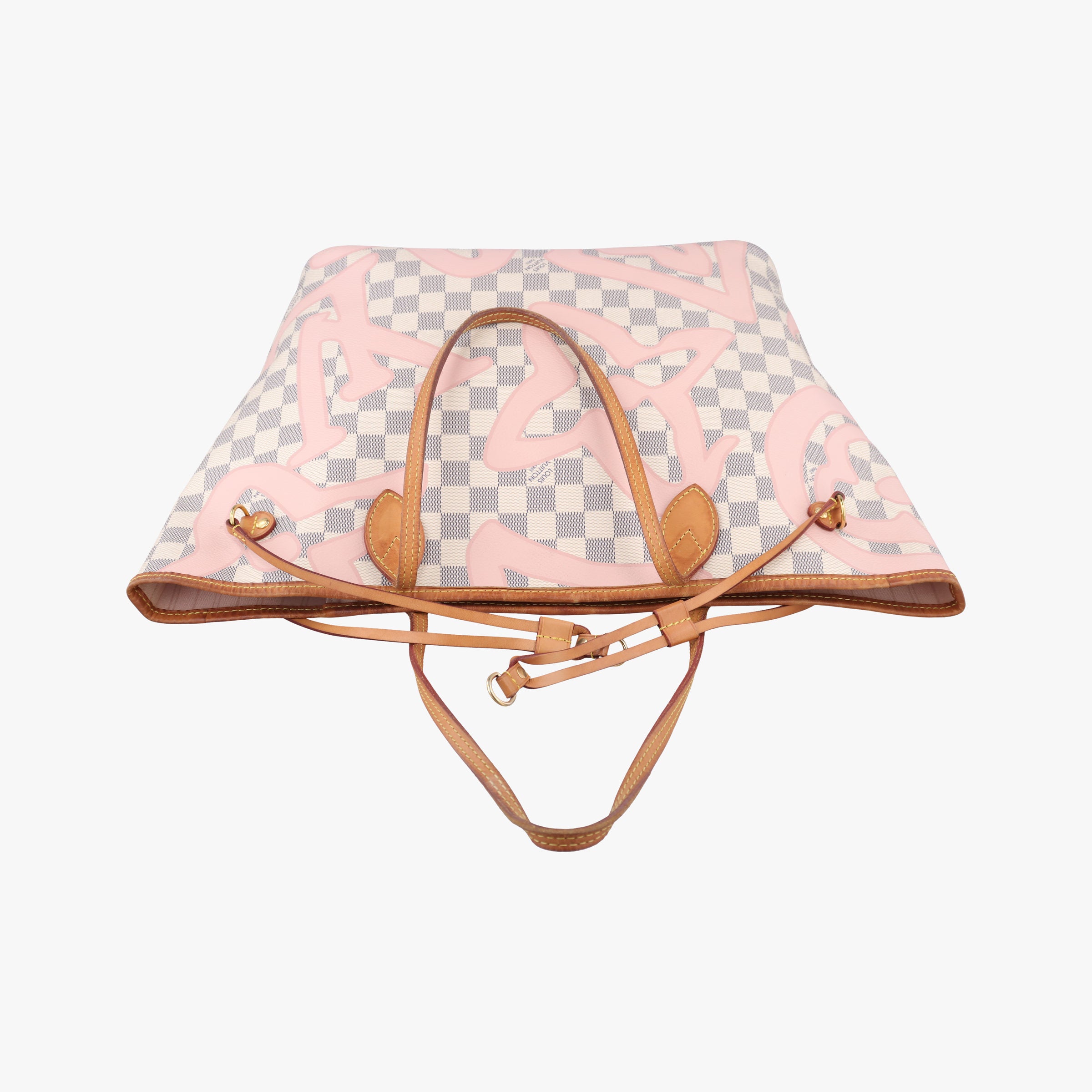 Pre-owned Louis Vuitton Neverfull Damier Azur×Rose Ballerine Damier Azur canvas N41050 handbag | stylenewstar