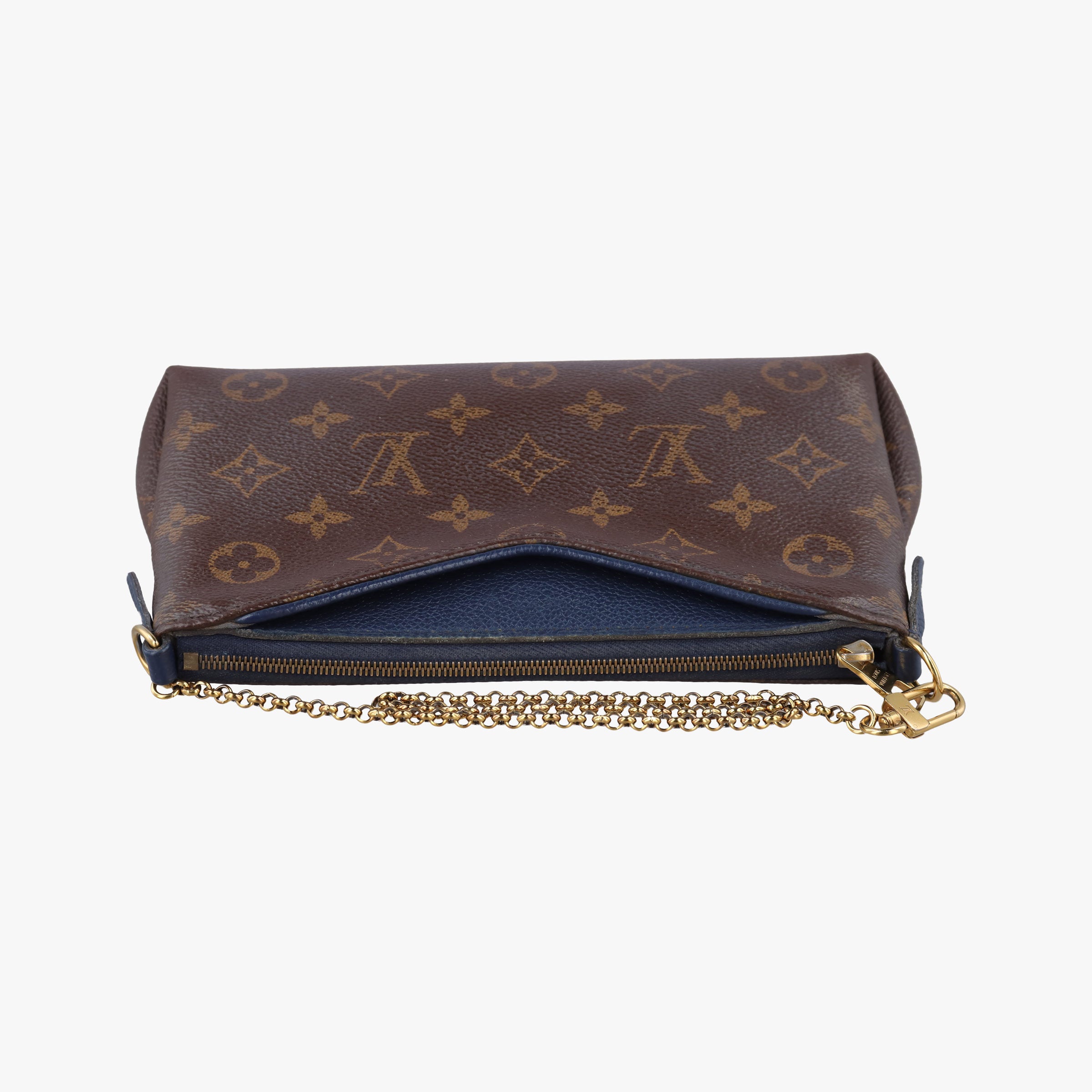 Vintage Louis Vuitton PALLAS Clutch brown×Marine Monogram Canvas×calf leather M41639 shoulderbag | stylenewstar