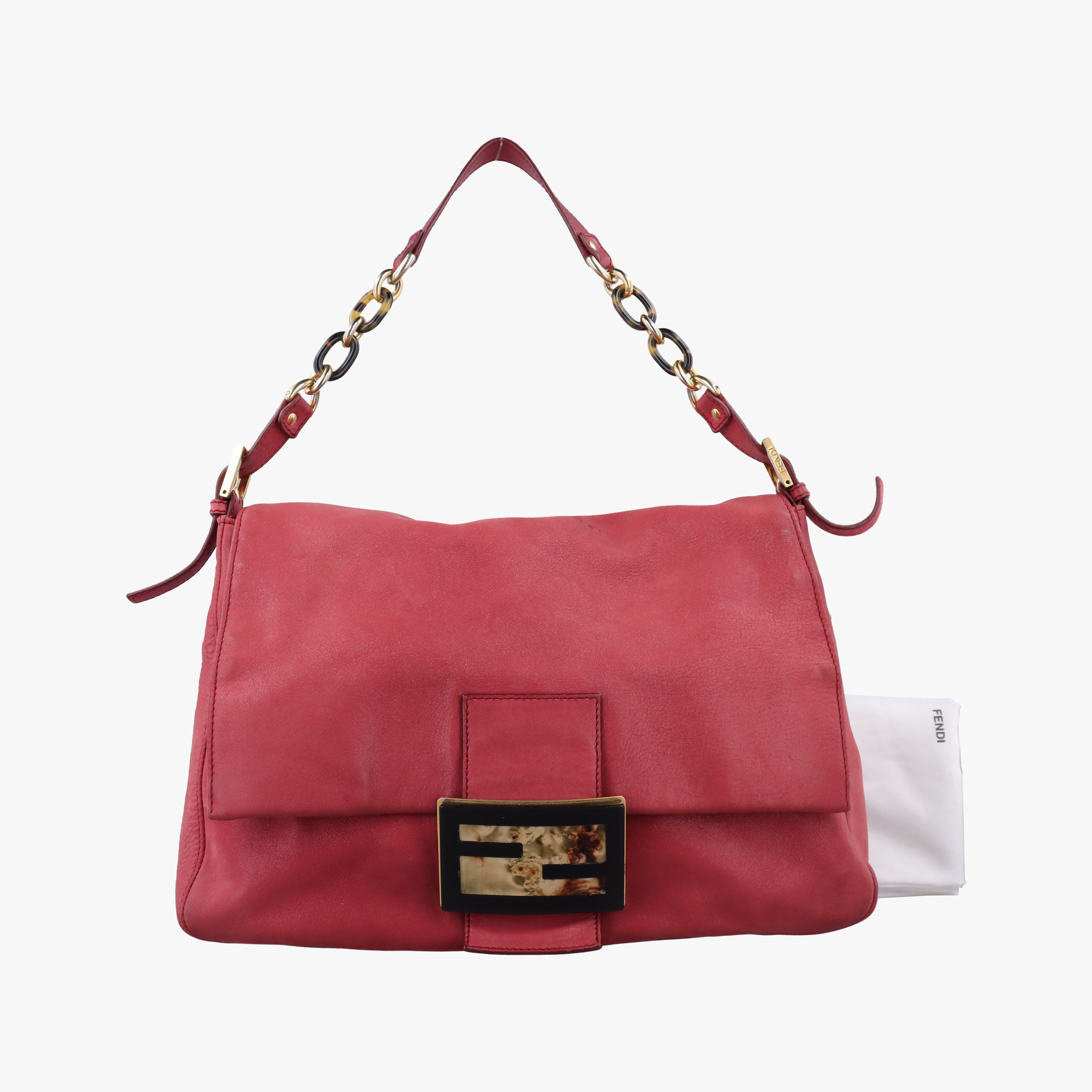 Pre-owned Fendi Big Mamma Forever Flap Red Suede 8BR638 shoulderbag | stylenewstar