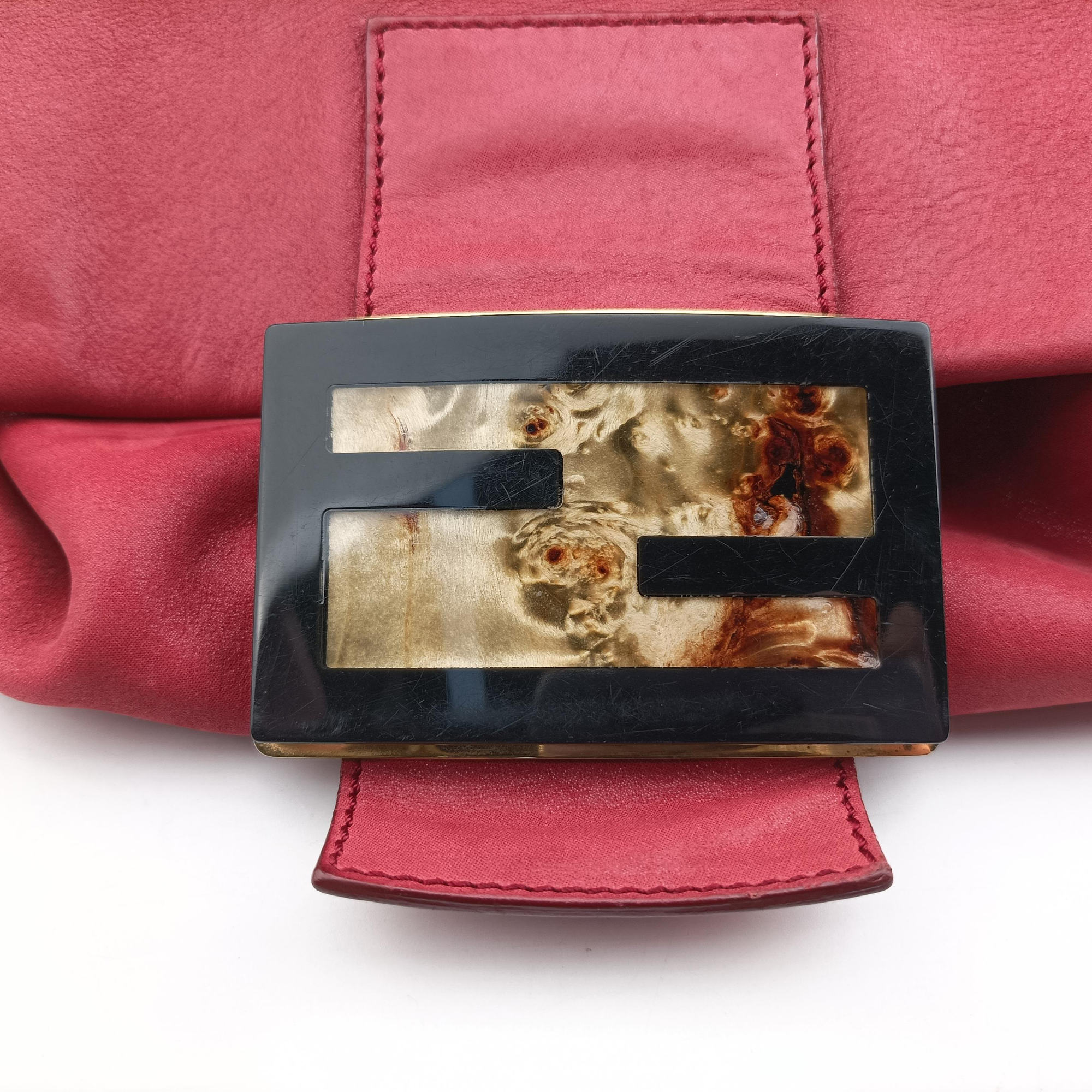 Pre-owned Fendi Big Mamma Forever Flap Red Suede 8BR638 shoulderbag | stylenewstar
