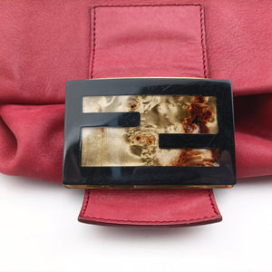 Pre-owned Fendi Big Mamma Forever Flap Red Suede 8BR638 shoulderbag | stylenewstar