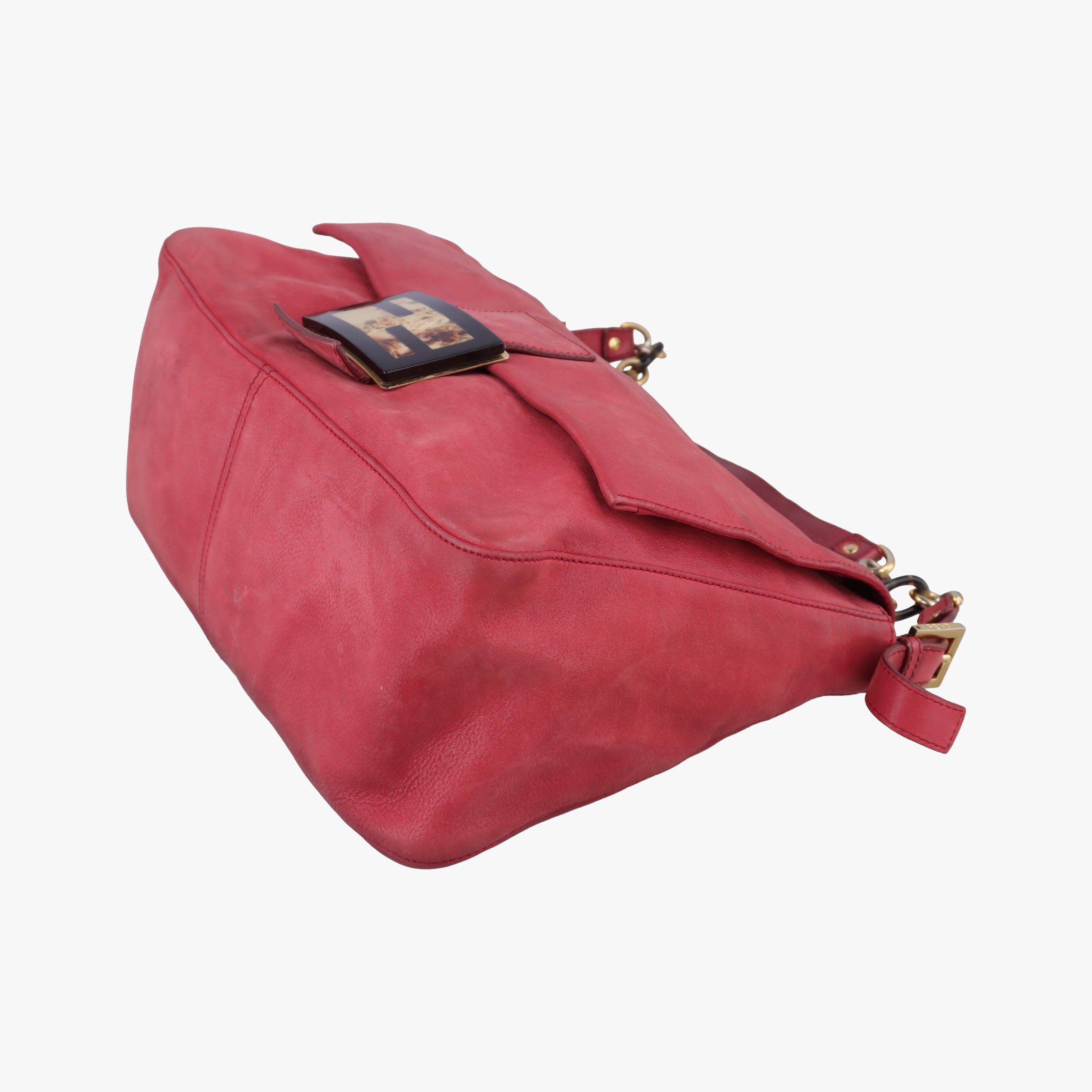 Pre-owned Fendi Big Mamma Forever Flap Red Suede 8BR638 shoulderbag | stylenewstar