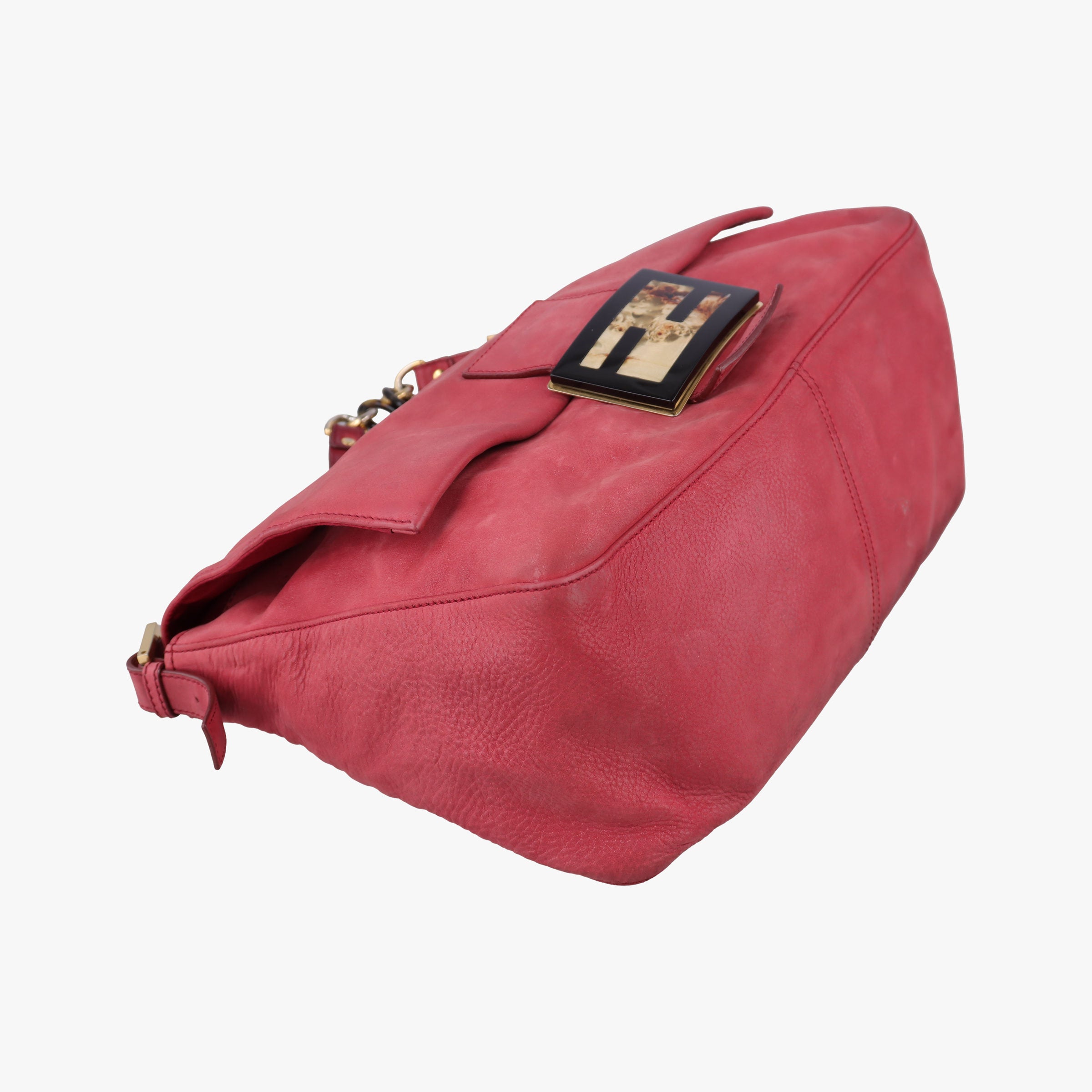 Pre-owned Fendi Big Mamma Forever Flap Red Suede 8BR638 shoulderbag | stylenewstar