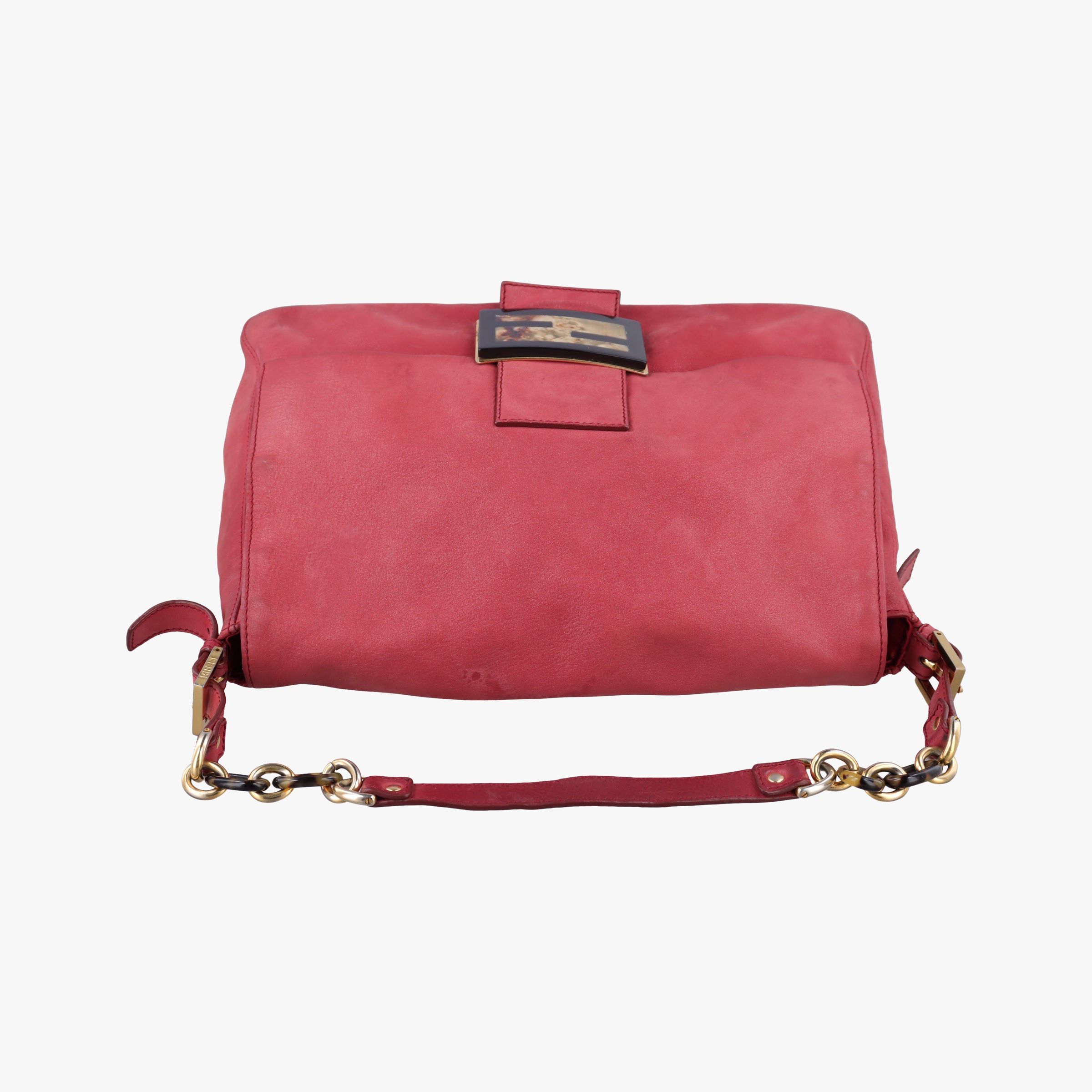 Pre-owned Fendi Big Mamma Forever Flap Red Suede 8BR638 shoulderbag | stylenewstar