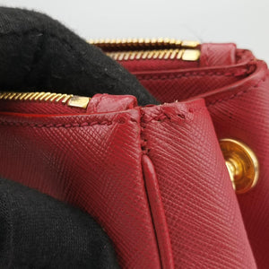 Pre-owned Prada Galleria Red SAFFIANO Leather BN1874 handbag | stylenewstar