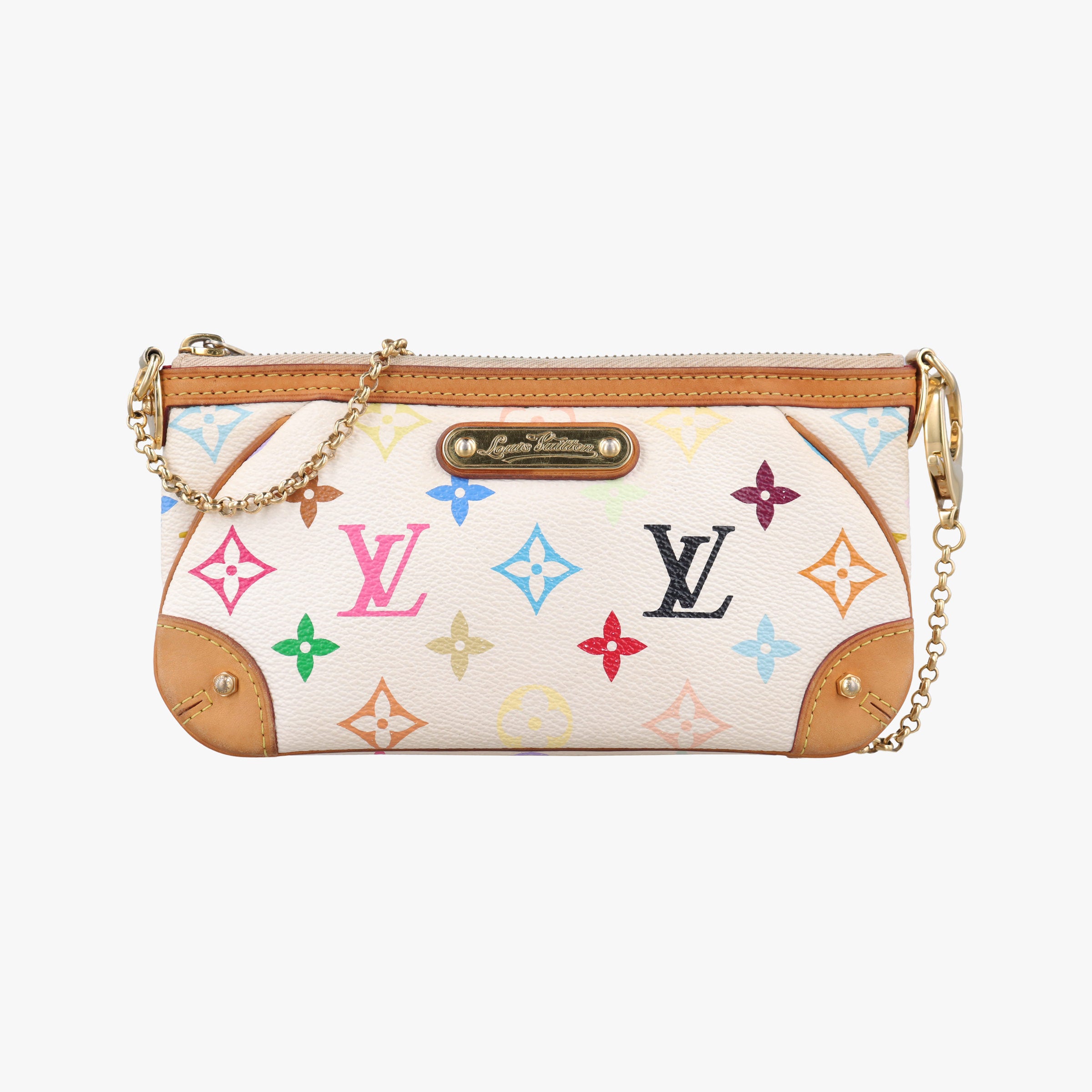 Pre-owned Louis Vuitton Pochette Mira MM Pouch white Monogram Multicolor M60096 handbag | stylenewstar