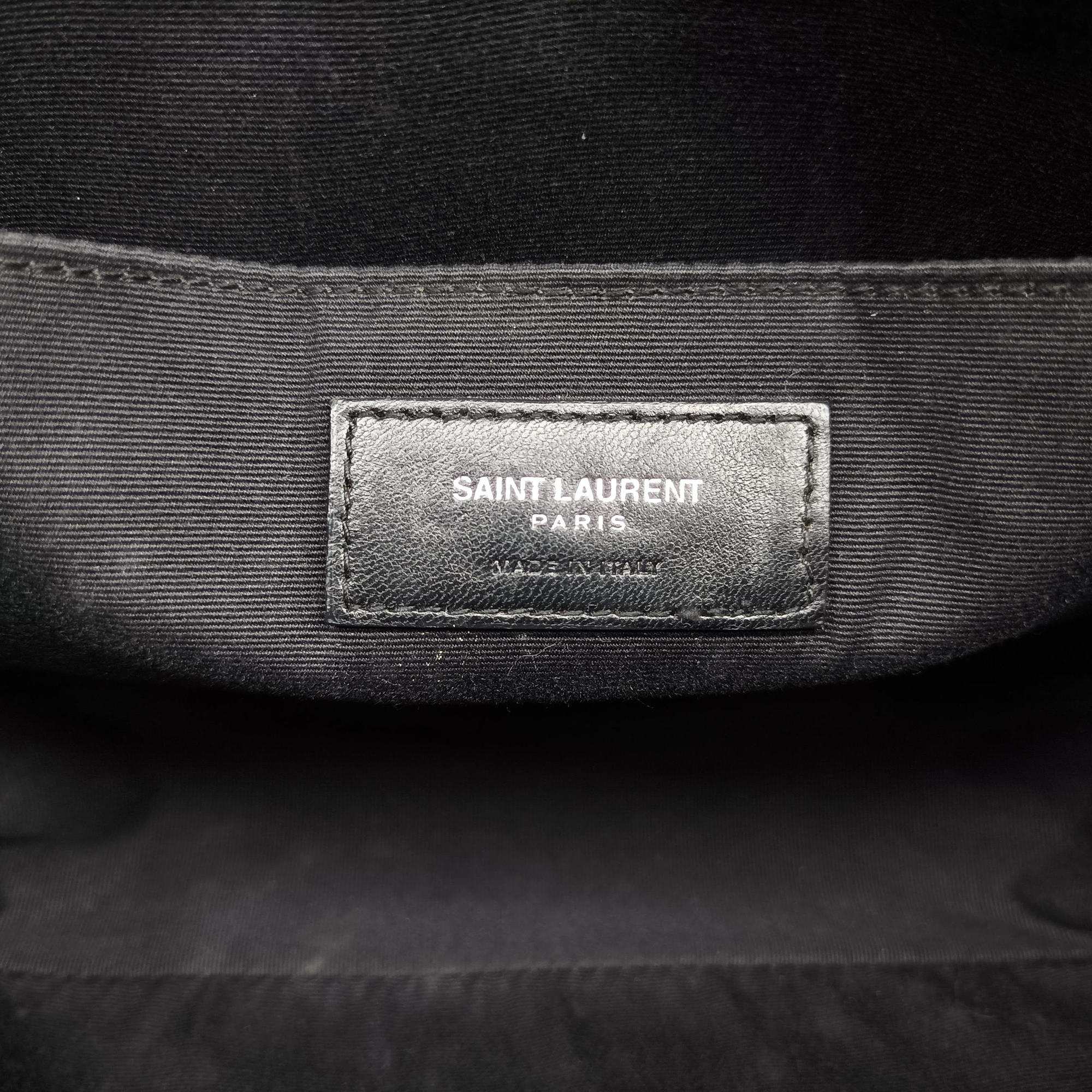 Pre-owned Yves Saint Laurent PARIS fringe Grey Leather 470299 shoulderbag | stylenewstar