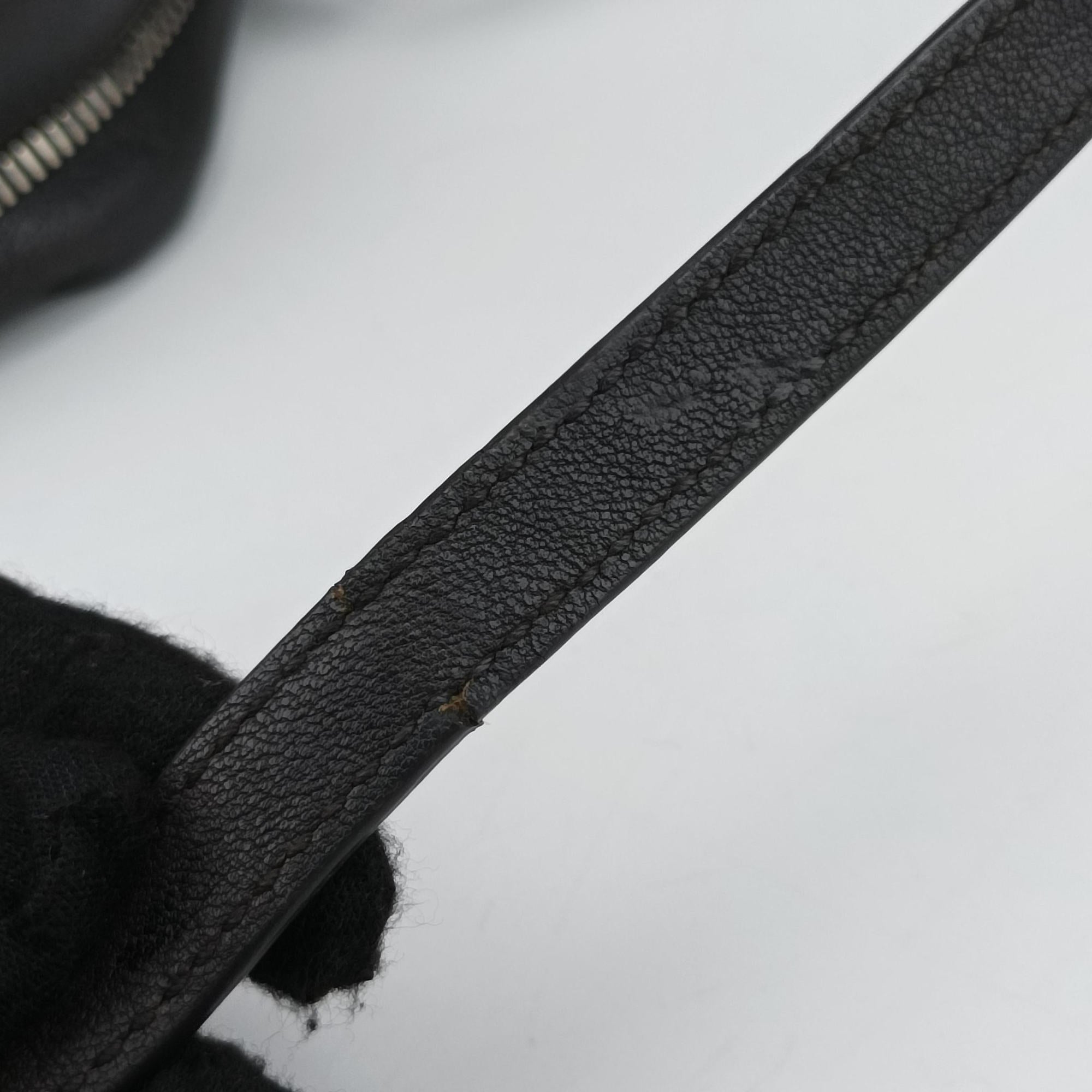 Pre-owned Yves Saint Laurent PARIS fringe Grey Leather 470299 shoulderbag | stylenewstar