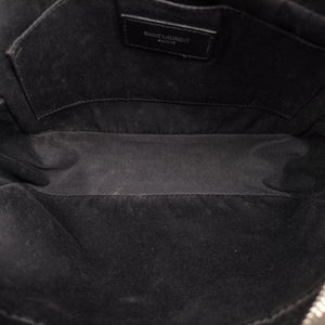 Pre-owned Yves Saint Laurent PARIS fringe Grey Leather 470299 shoulderbag | stylenewstar