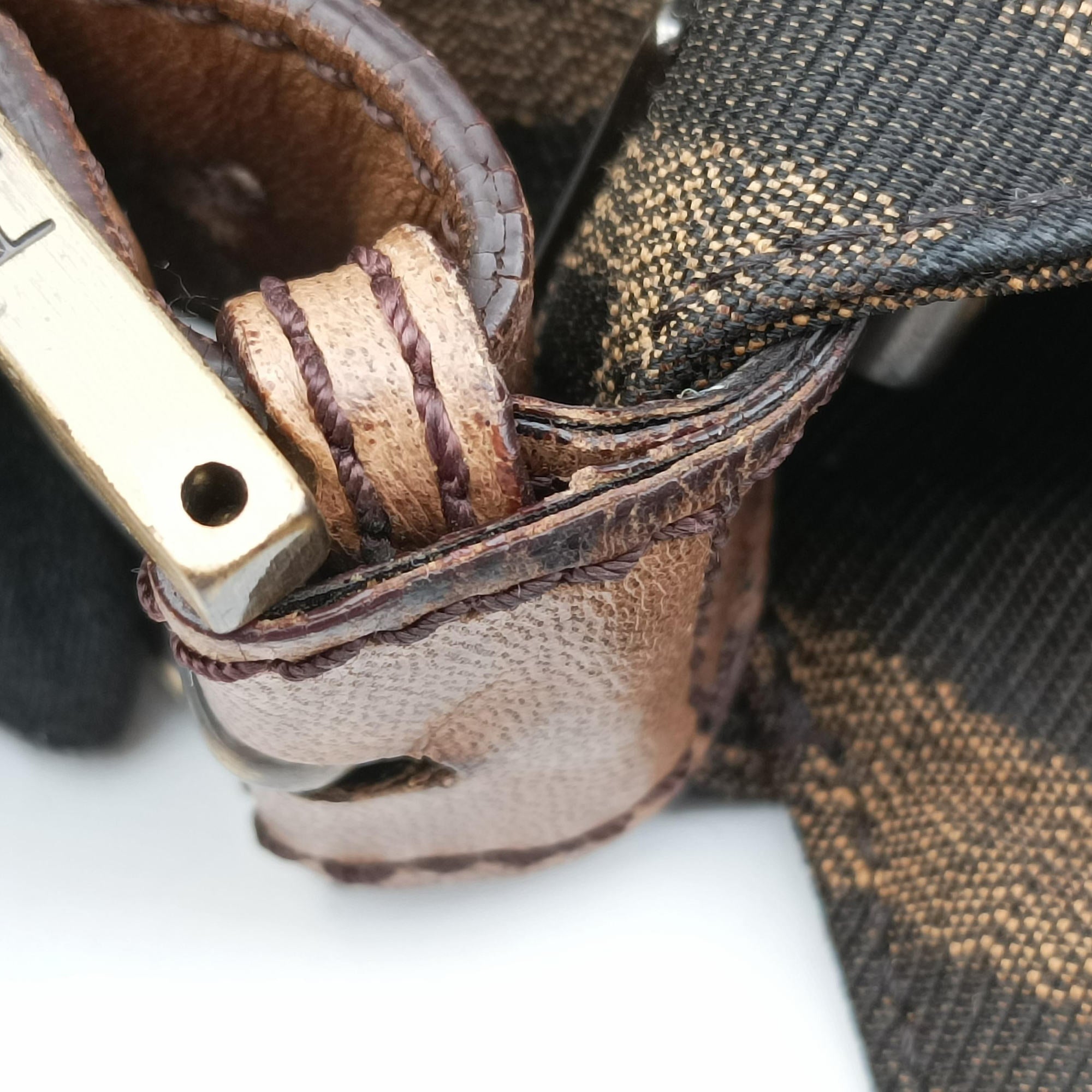 Pre-owned Fendi Mamma Bucket Brown canvas× Leather 8BT137 shoulderbag | stylenewstar