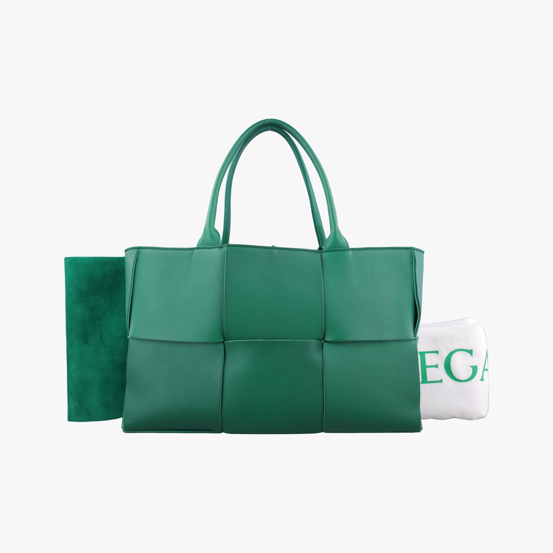 Pre-owned Bottega Veneta THE ARCO Tote Medium Green lambskin  handbag | stylenewstar