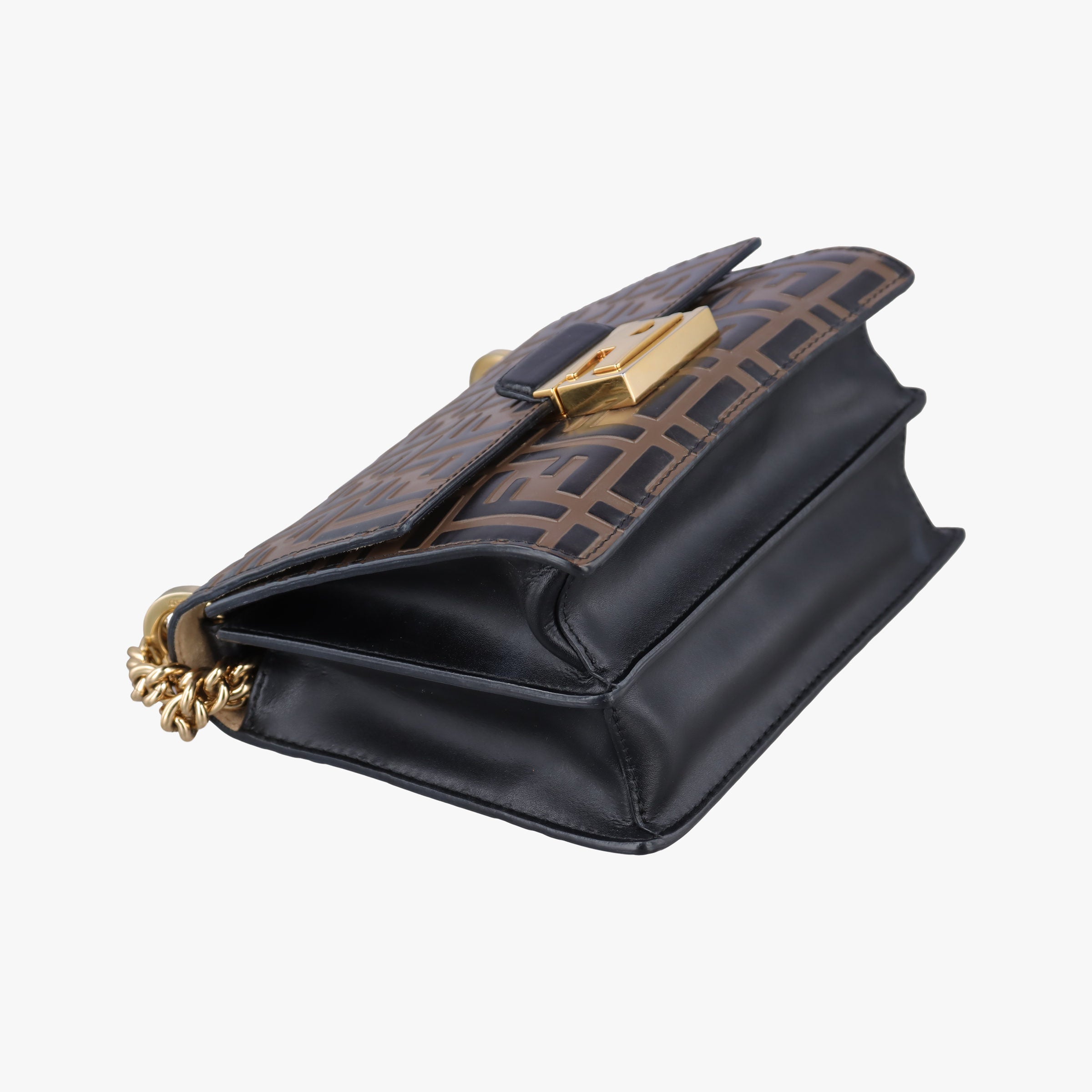 Pre-owned Fendi Kan U Brown×black Leather 8M0417 shoulderbag | stylenewstar
