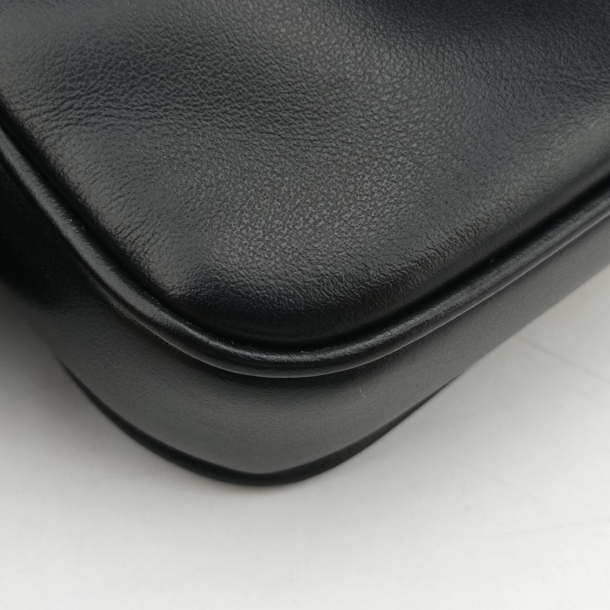 Pre-owned Miu Miu logo Black leather  bum bag/waist bag | stylenewstar