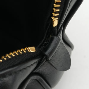 Pre-owned Miu Miu logo Black leather  bum bag/waist bag | stylenewstar
