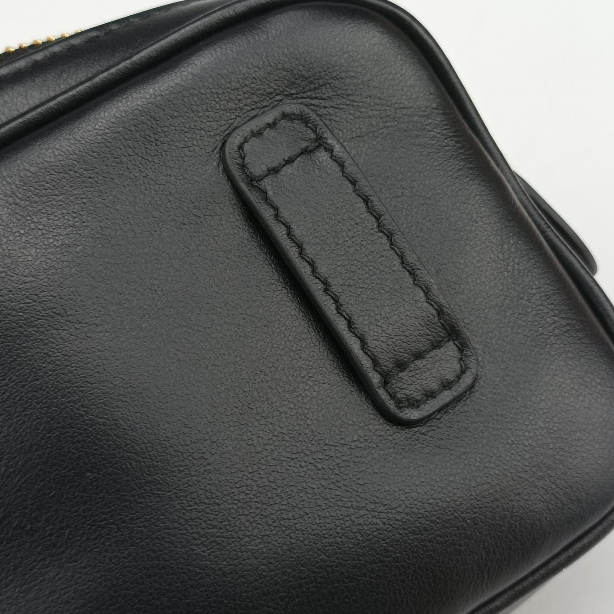 Pre-owned Miu Miu logo Black leather  bum bag/waist bag | stylenewstar