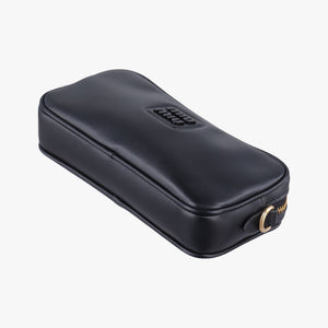 Pre-owned Miu Miu logo Black leather  bum bag/waist bag | stylenewstar