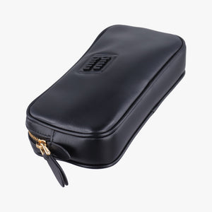 Pre-owned Miu Miu logo Black leather  bum bag/waist bag | stylenewstar