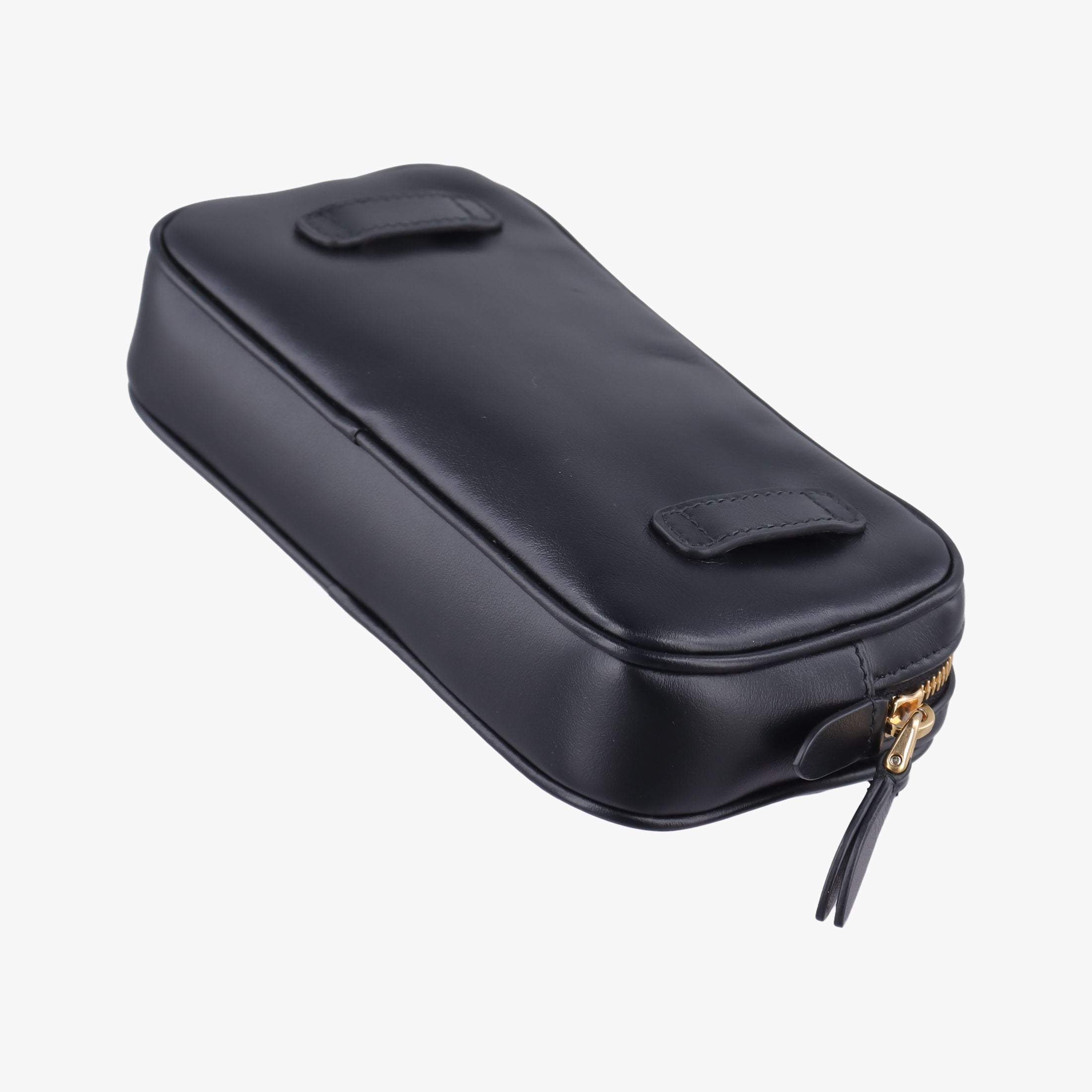 Pre-owned Miu Miu logo Black leather  bum bag/waist bag | stylenewstar