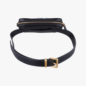 Pre-owned Miu Miu logo Black leather  bum bag/waist bag | stylenewstar