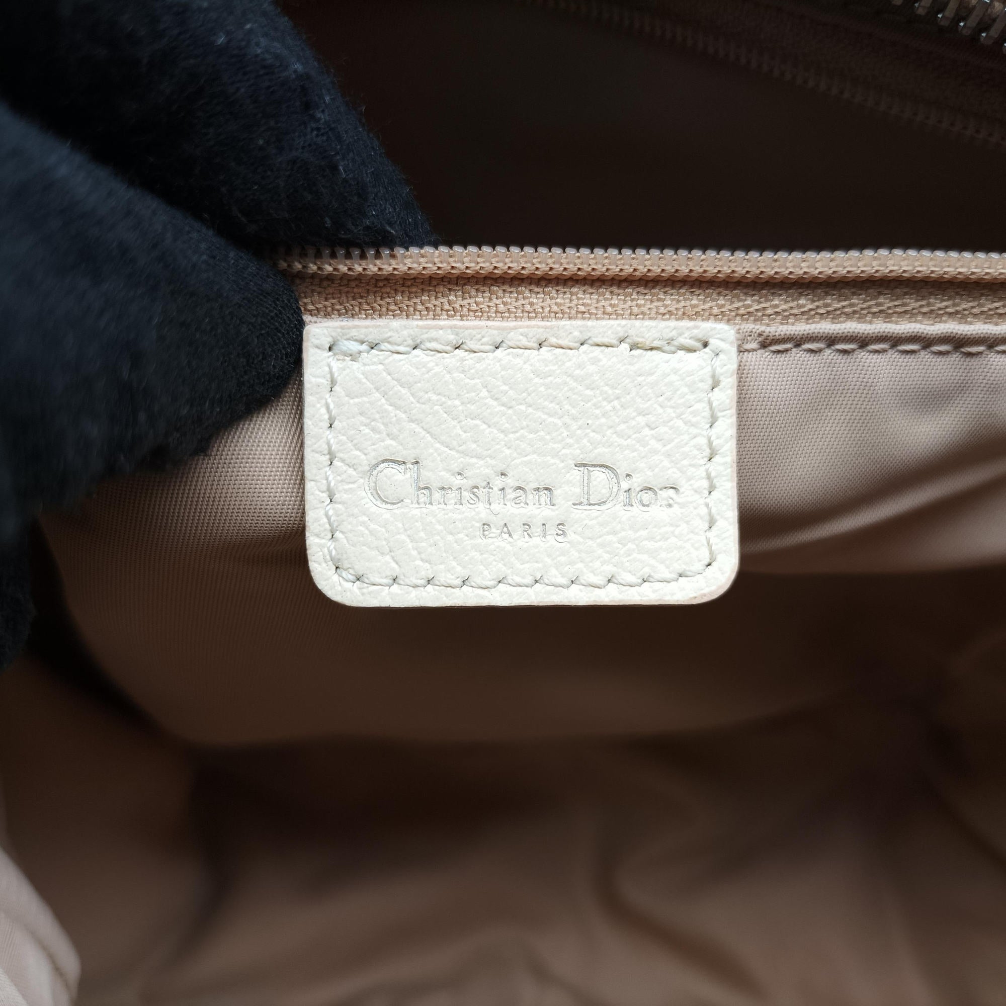 Pre-owned Christian Dior Trotter Flower Beige PVC Coated Canvas Floral Embroidery  shoulderbag | stylenewstar