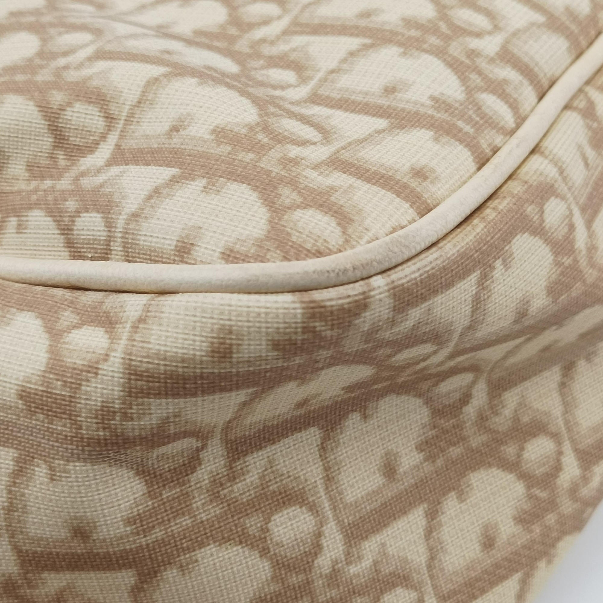 Pre-owned Christian Dior Trotter Flower Beige PVC Coated Canvas Floral Embroidery  shoulderbag | stylenewstar