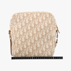 Pre-owned Christian Dior Trotter Flower Beige PVC Coated Canvas Floral Embroidery  shoulderbag | stylenewstar