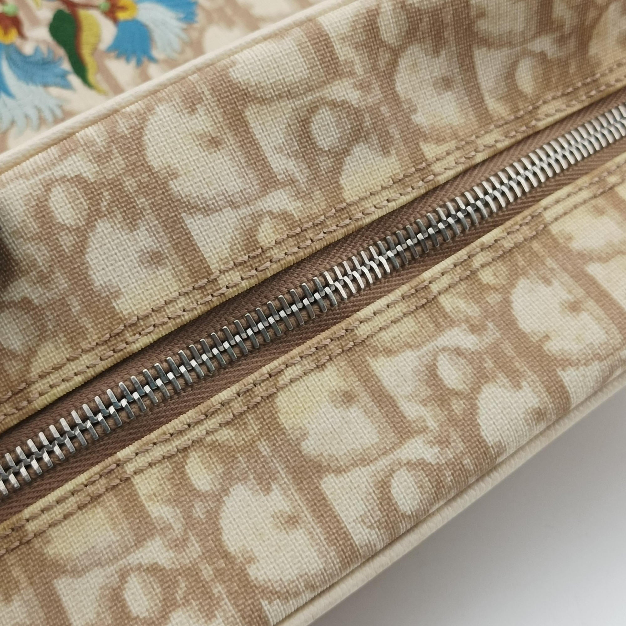 Pre-owned Christian Dior Trotter Flower Beige PVC Coated Canvas Floral Embroidery  shoulderbag | stylenewstar