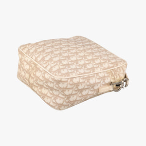 Pre-owned Christian Dior Trotter Flower Beige PVC Coated Canvas Floral Embroidery  shoulderbag | stylenewstar