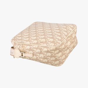 Pre-owned Christian Dior Trotter Flower Beige PVC Coated Canvas Floral Embroidery  shoulderbag | stylenewstar
