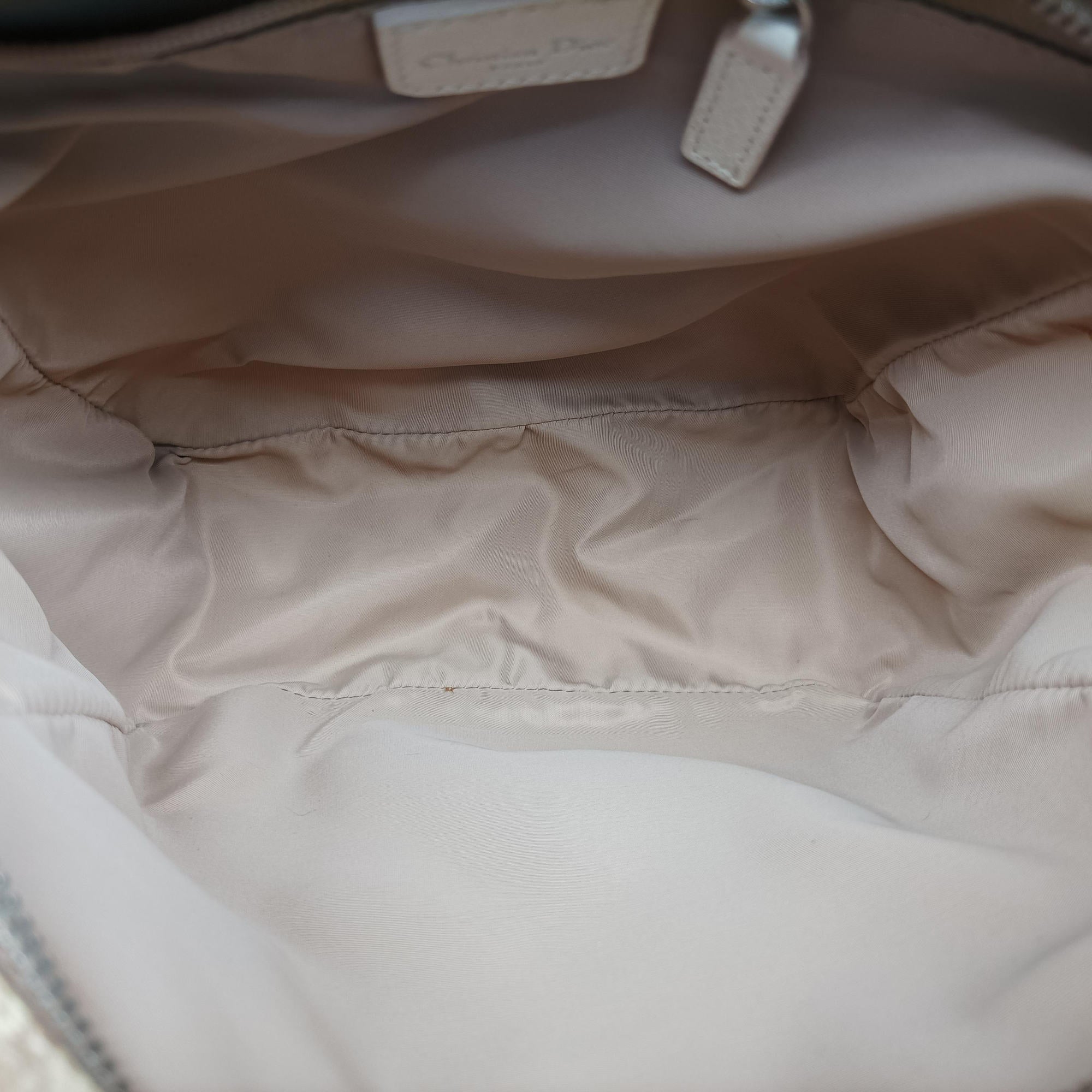 Pre-owned Christian Dior Trotter Flower Beige PVC Coated Canvas Floral Embroidery  shoulderbag | stylenewstar