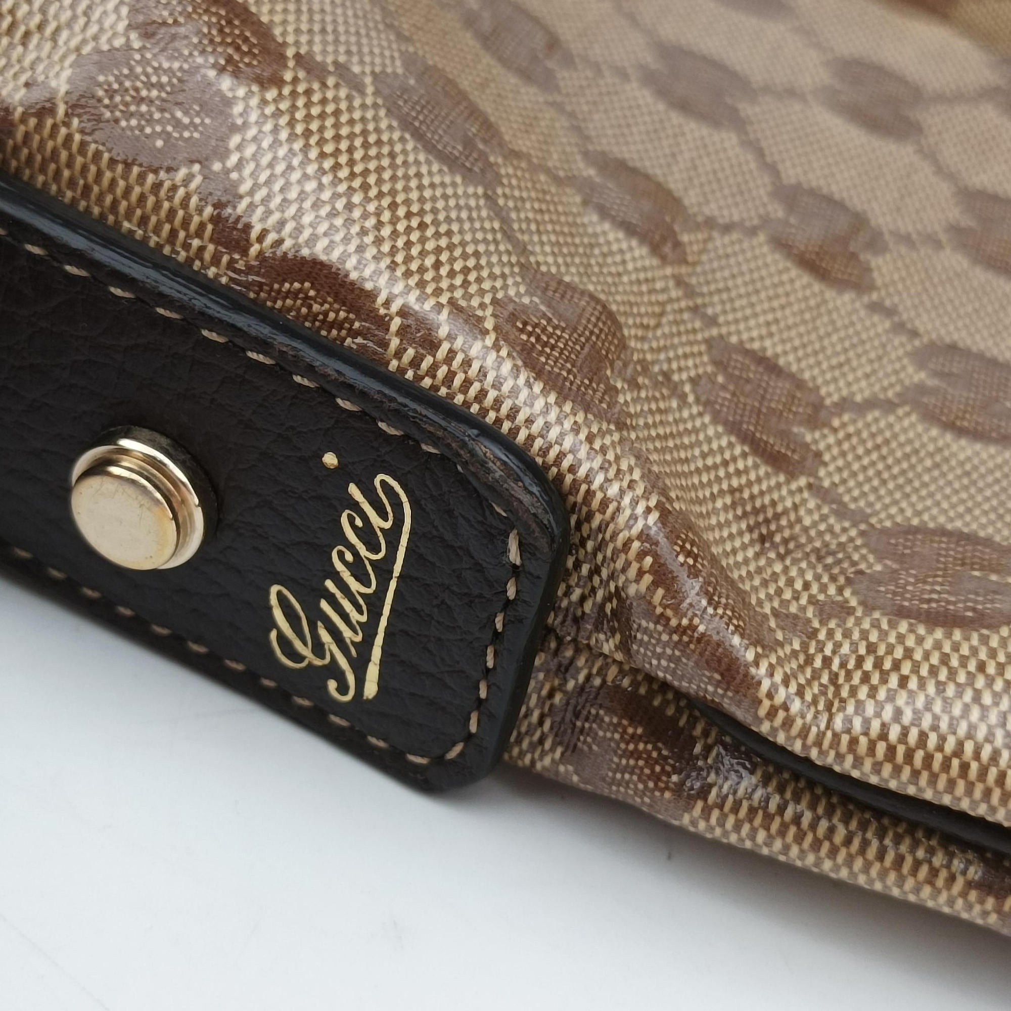 Vintage Gucci Abbey Brown PVC coated canvas 268642 shoulderbag | stylenewstar