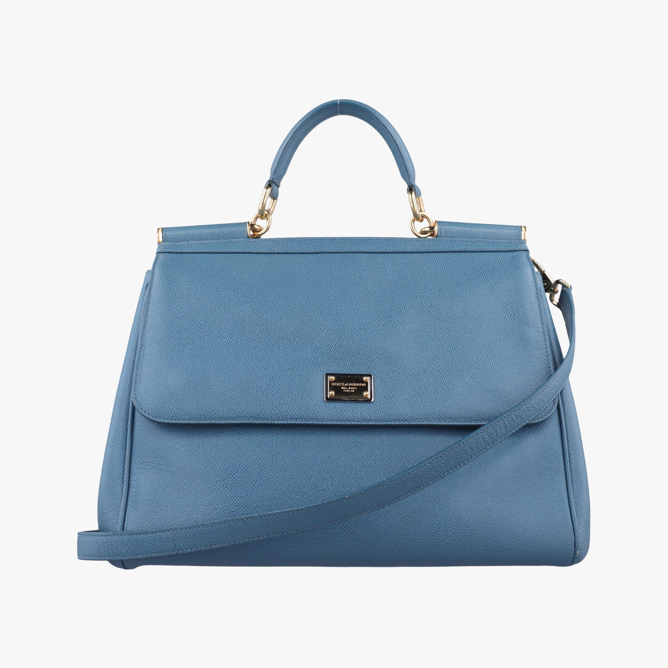 Pre-owned Dolce & Gabbana SICILY Blue Leather  shoulderbag | stylenewstar