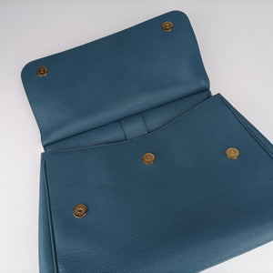 Pre-owned Dolce & Gabbana SICILY Blue Leather  shoulderbag | stylenewstar