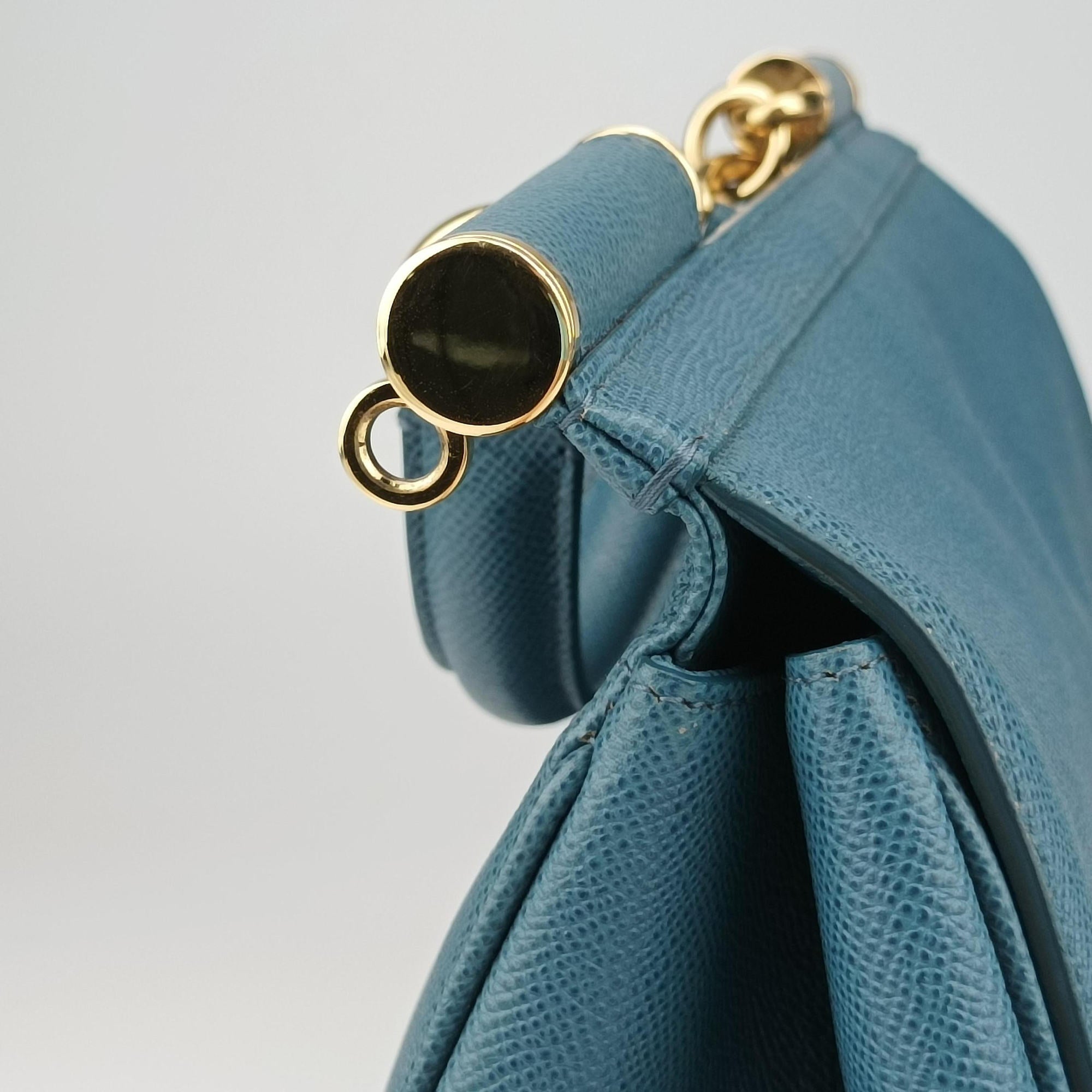 Pre-owned Dolce & Gabbana SICILY Blue Leather  shoulderbag | stylenewstar