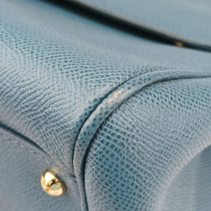 Pre-owned Dolce & Gabbana SICILY Blue Leather  shoulderbag | stylenewstar