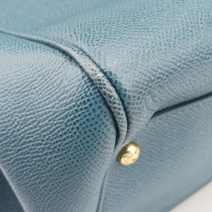 Pre-owned Dolce & Gabbana SICILY Blue Leather  shoulderbag | stylenewstar