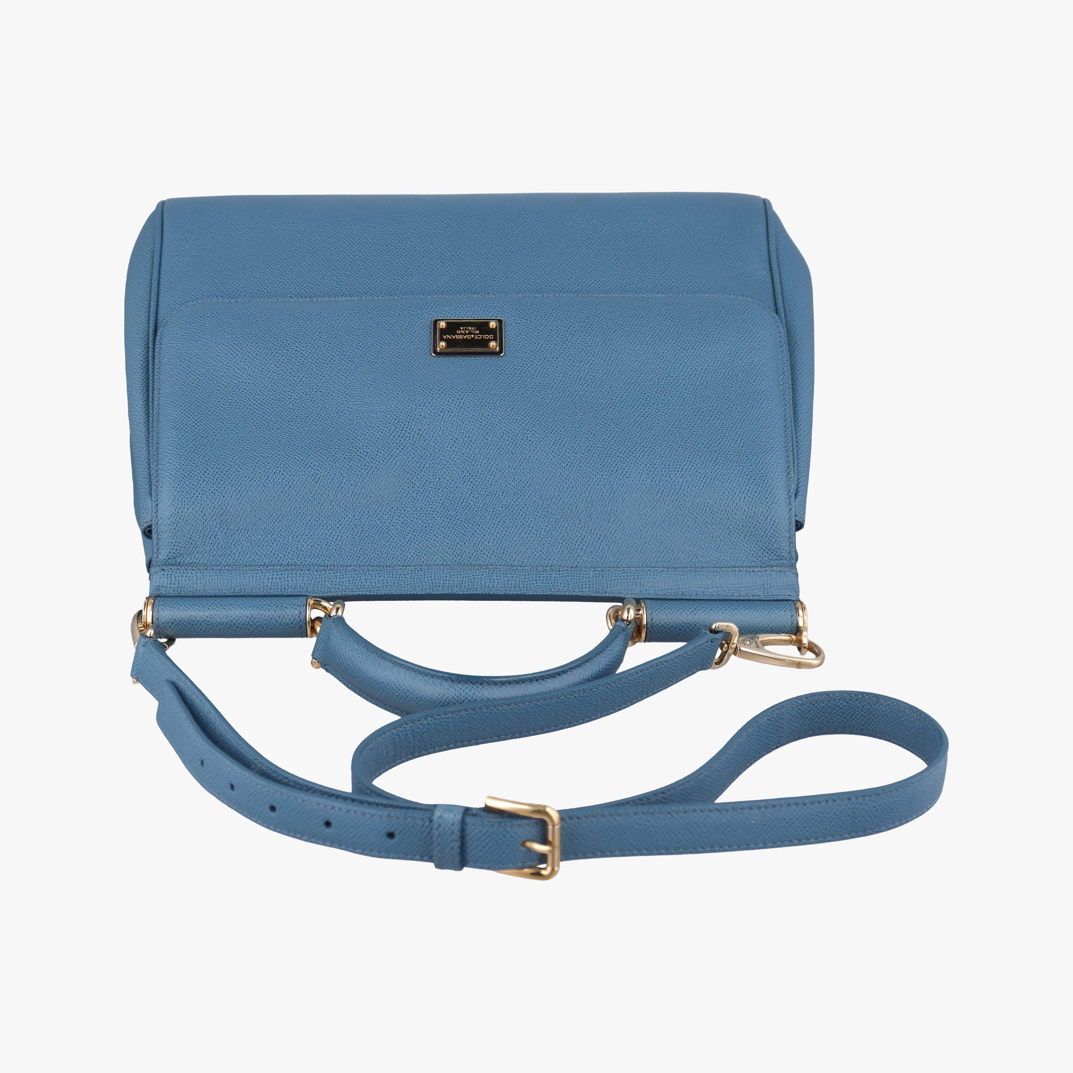 Pre-owned Dolce & Gabbana SICILY Blue Leather  shoulderbag | stylenewstar