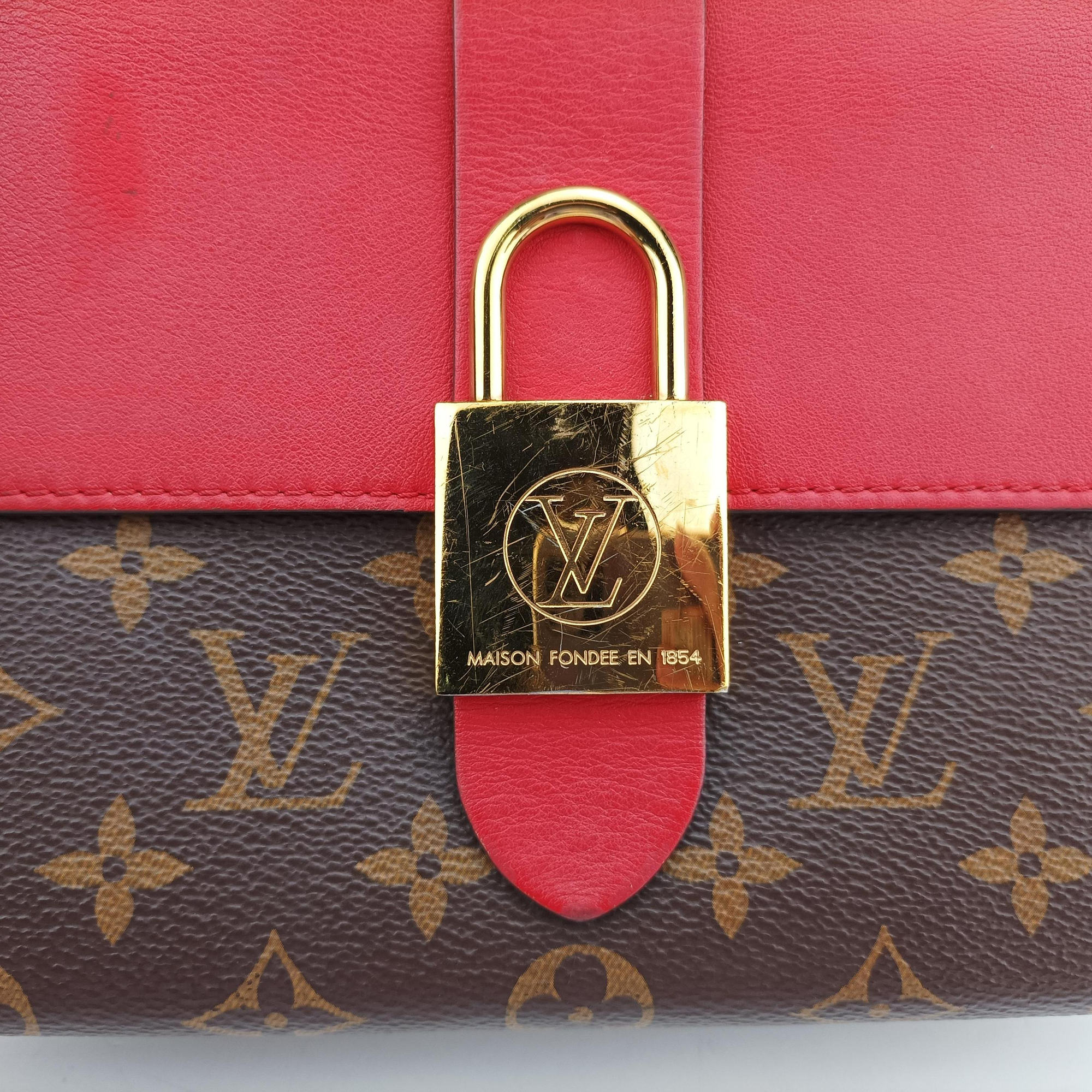 Pre-owned Louis Vuitton Locky BB Monogram/Brown×Coqulicot Monogram canvas×calf leather M44322 shoulderbag | stylenewstar
