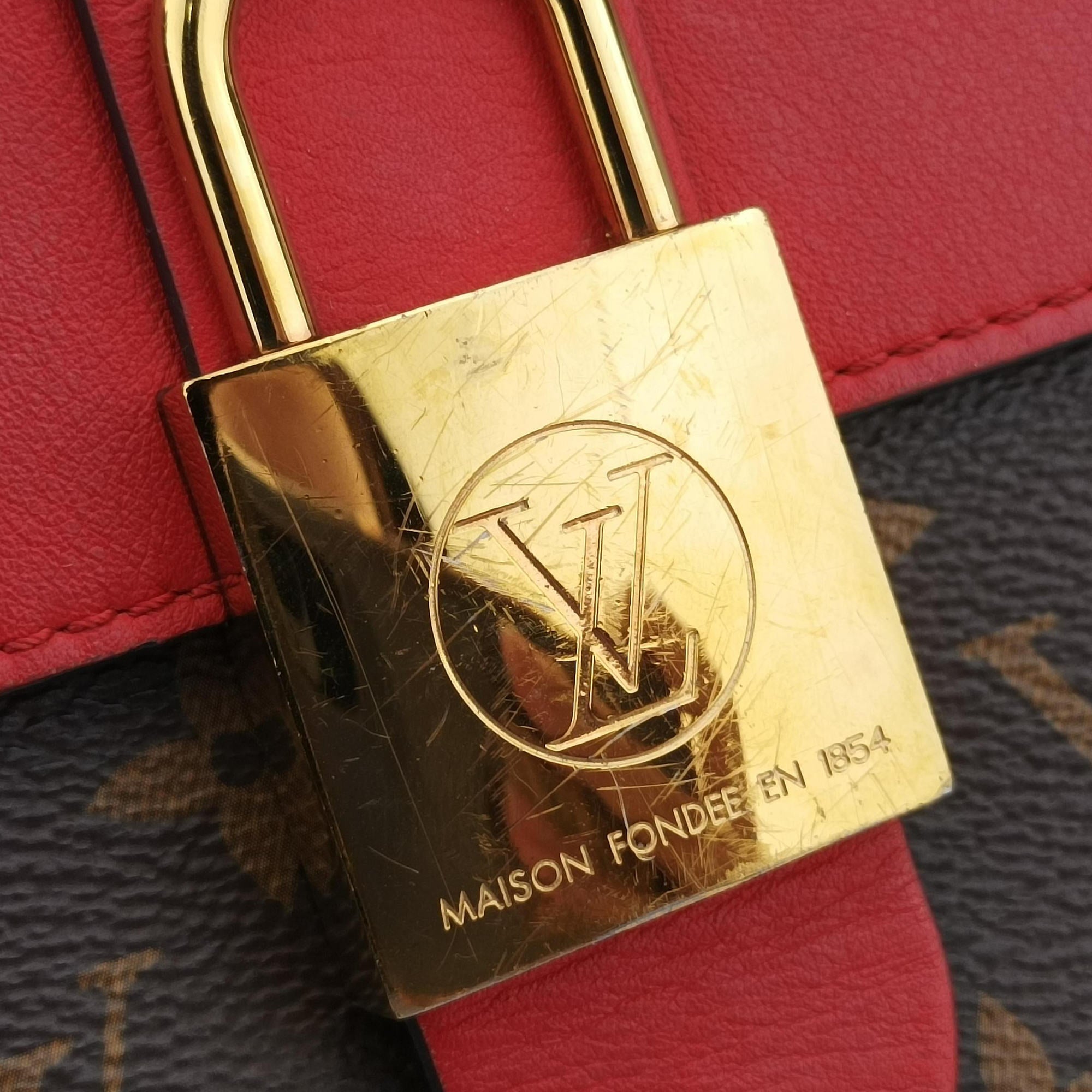 Pre-owned Louis Vuitton Locky BB Monogram/Brown×Coqulicot Monogram canvas×calf leather M44322 shoulderbag | stylenewstar