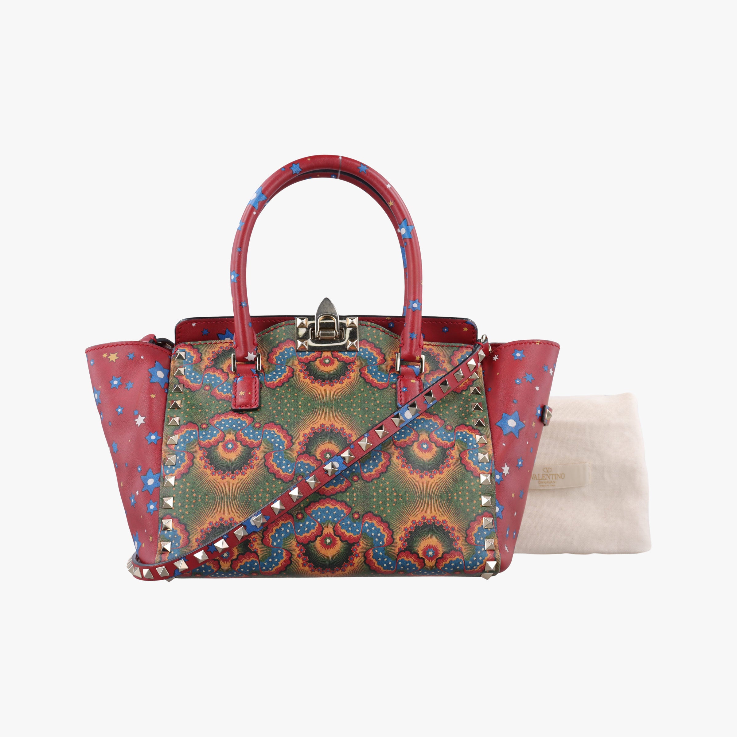 Vintage Valentino Rockstud Red Multi Calfskin  shoulderbag | stylenewstar