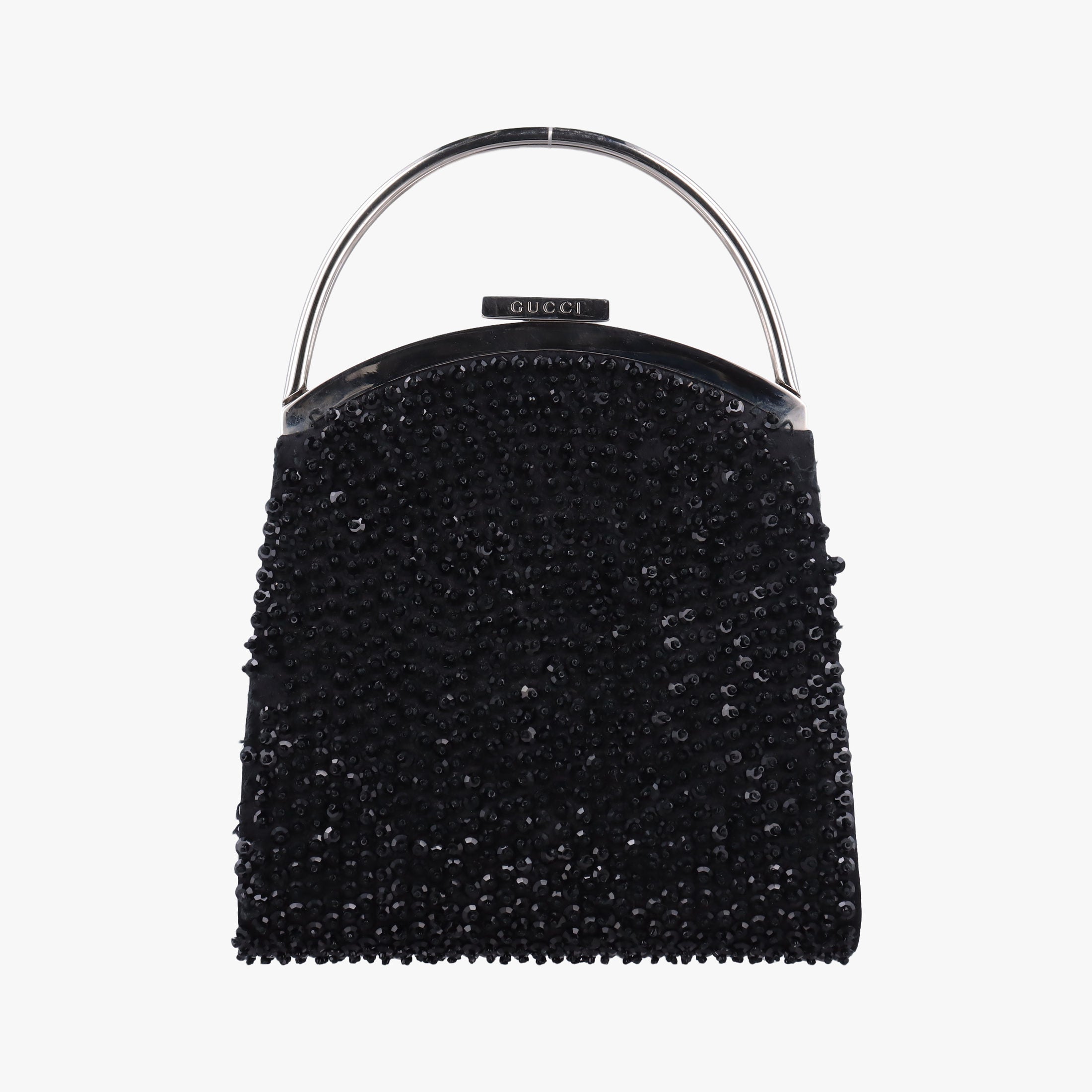 Pre-owned Gucci Beaded Satin Evening Black Sequins 005 47 handbag | stylenewstar