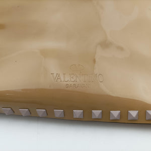 Pre-owned Valentino Rockstud khaki Patent Leather  shoulderbag | stylenewstar