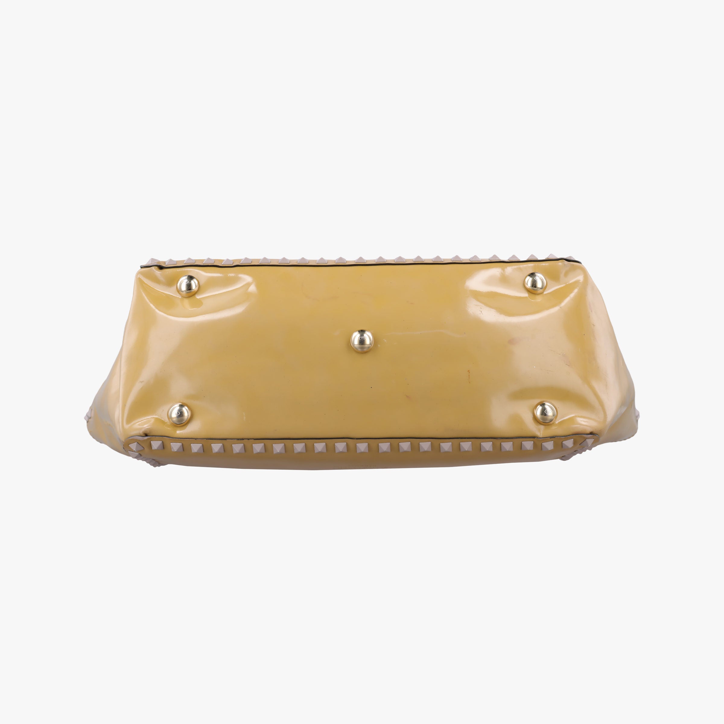 Pre-owned Valentino Rockstud khaki Patent Leather  shoulderbag | stylenewstar
