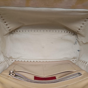 Pre-owned Valentino Rockstud khaki Patent Leather  shoulderbag | stylenewstar