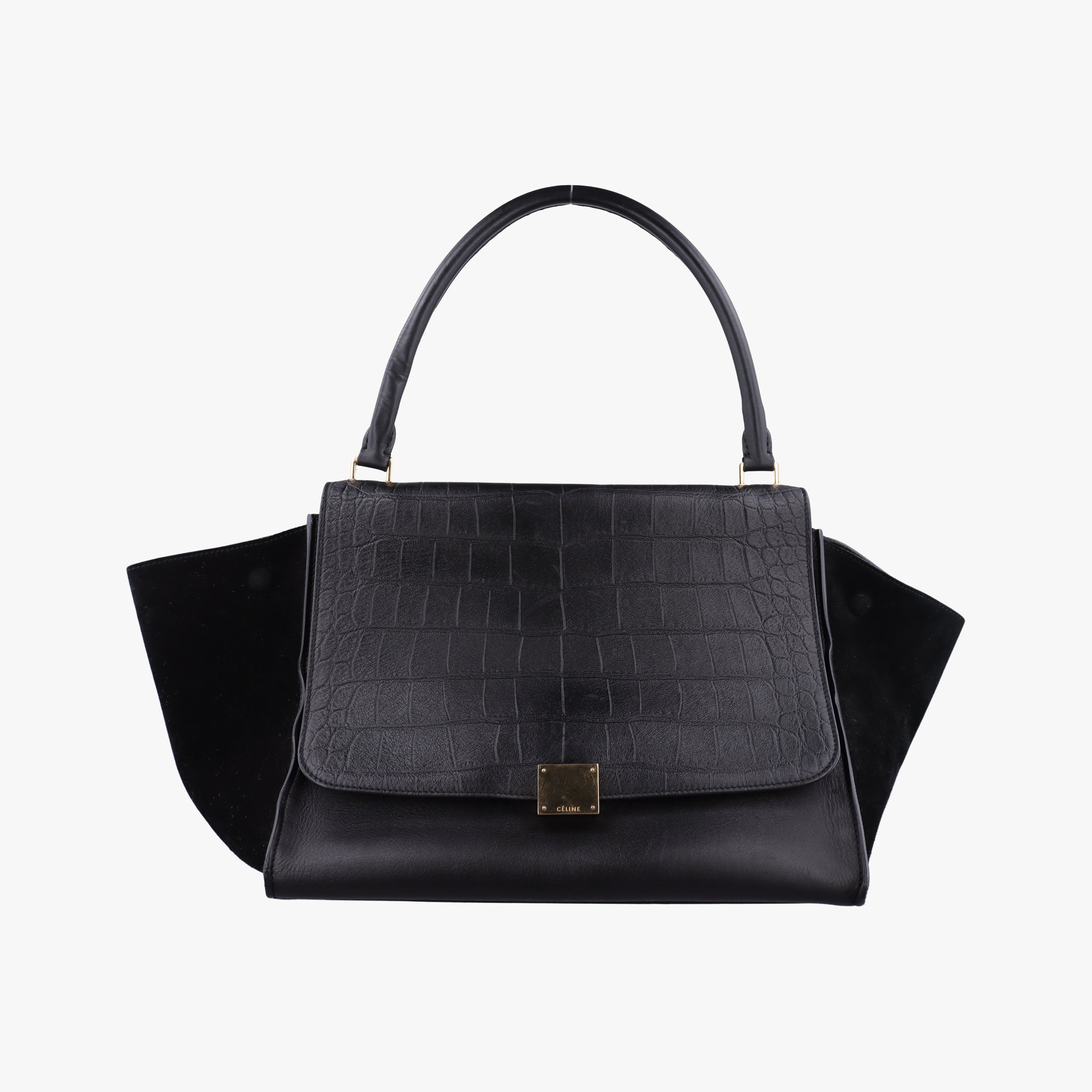 Vintage Celine Trapeze Black Suede×leather  handbag | stylenewstar