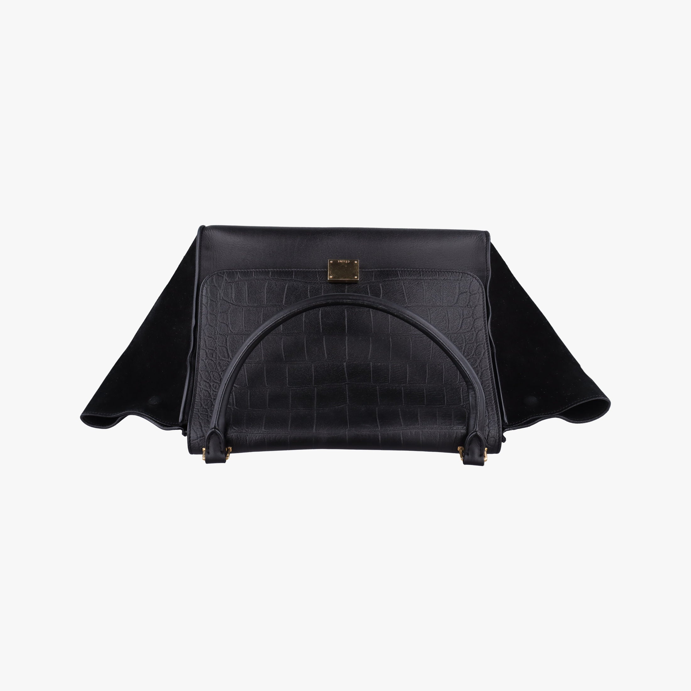 Vintage Celine Trapeze Black Suede×leather  handbag | stylenewstar