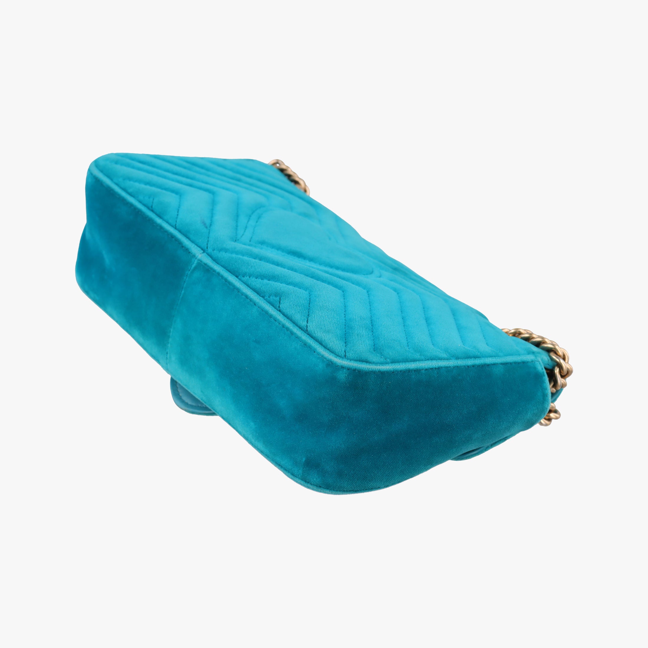 Pre-owned Gucci GG Marmont Blue velour 443497 shoulderbag | stylenewstar
