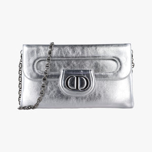 Pre-owned Christian Dior Dior double Medium Silver Leather  shoulderbag | stylenewstar