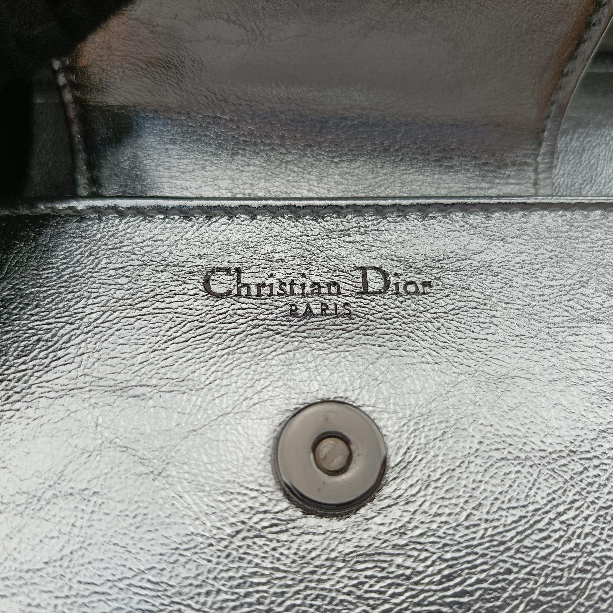 Pre-owned Christian Dior Dior double Medium Silver Leather  shoulderbag | stylenewstar