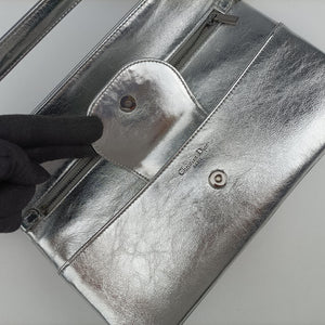 Pre-owned Christian Dior Dior double Medium Silver Leather  shoulderbag | stylenewstar